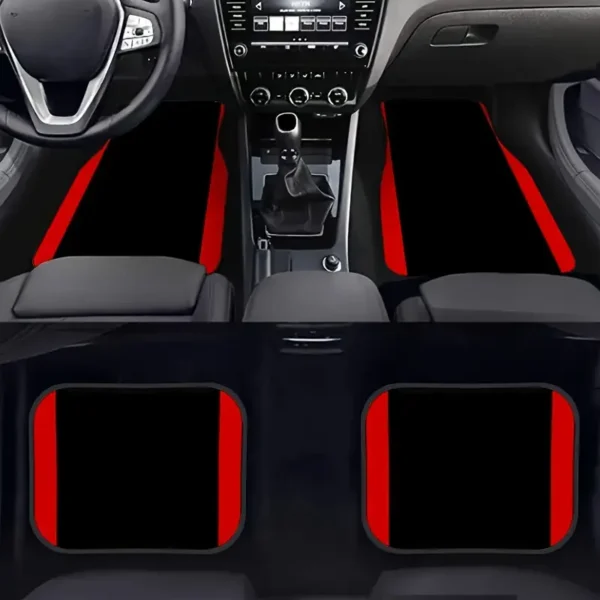 Set of 4 Red Vertical Striped Car Floor Mats