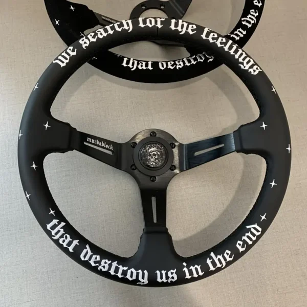 14-Inch JDM Drift Steering Wheel – Black with White Stars