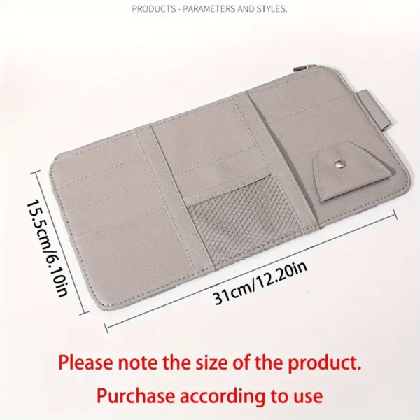 Gray PU Leather Car Visor Organizer