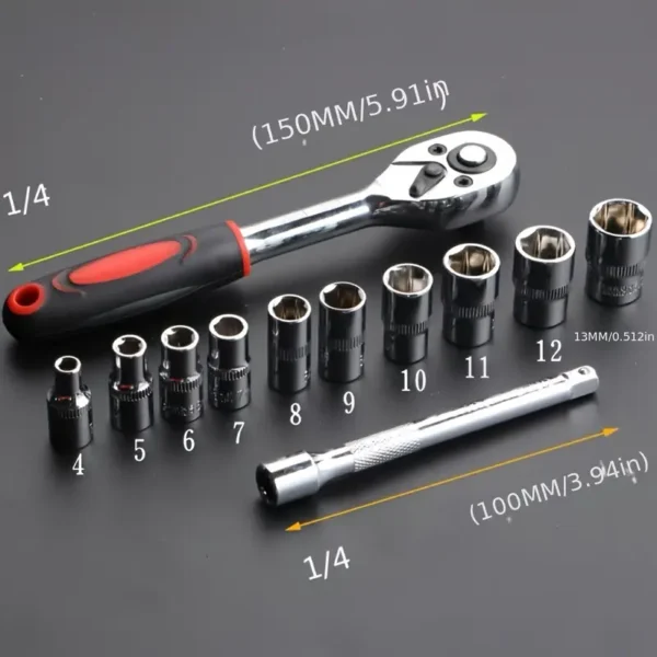 12pcs Carbon Steel Socket Wrench Set